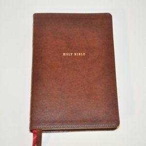 NKJV, Center-Column Reference Bible, Imitation Leather, Brown, Red Letter...